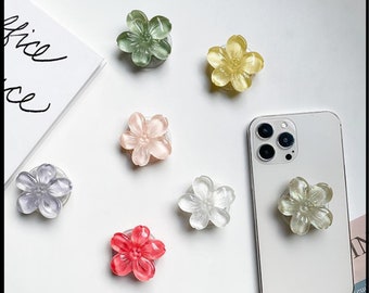 3D Pastel Flower Epoxy Phone Grips | Pretty Glitter Flower Phone Holder Brackets