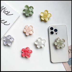 3D Pastel Flower Epoxy Phone Grips | Pretty Glitter Flower Phone Holder Brackets