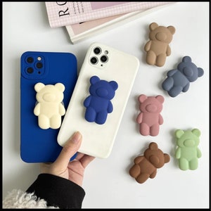 Matte Teddy Bear Phone Grips | Cute Muted Color Bear Phone Holders/Stands