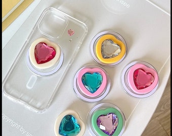 Magsafe Candy Heart Phone Grips | Colour Pop, Gem, Rhinestone, Retro, Macaron Y2K Heart Shaped Phone Stand/Holder