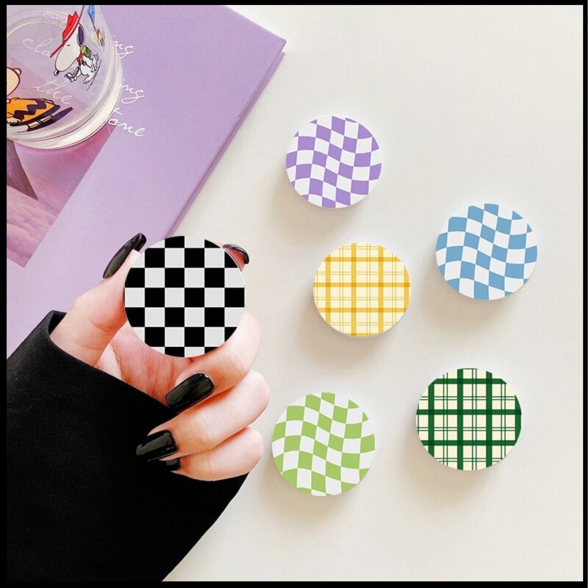  Checkerboard Brown and White - Checkered Pattern Checker  PopSockets Standard PopGrip : Cell Phones & Accessories
