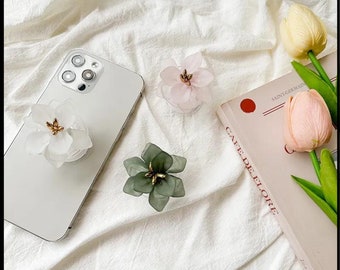 Sheer Flower Epoxy Phone Grips | Dainty Flower Phone Holder Brackets