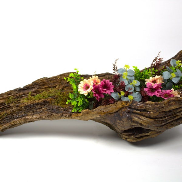 Driftwood planter Tree Log Planter garden design Flower plant pot garden aesthetic garden wedding gardening garden ideas garden decor