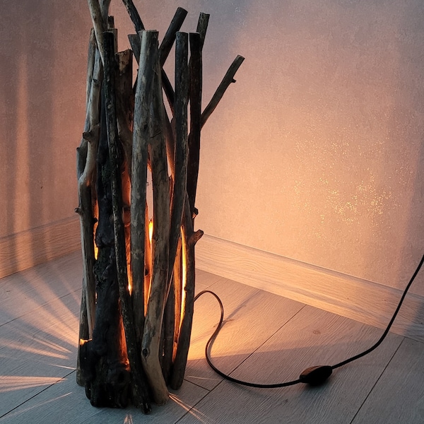 Driftwood floor lamp 50 cm Tree Floor Lamp, Unique Floor Lamp from Wooden, Driftwood Floor Lamp, Handmade Wooden Lamp, Rustic Floor Lamp