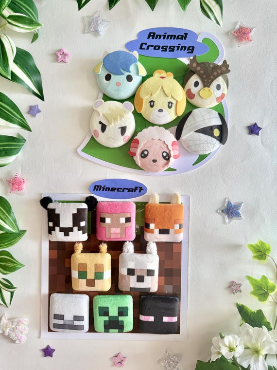 Square And Layered Game Inspired Plush Pin Badges