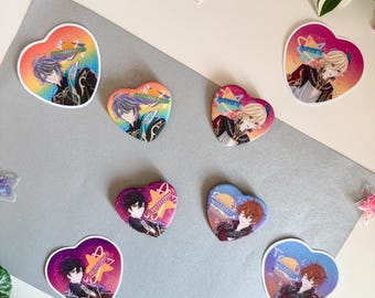 Handgemaakte grote retro Genshin-slagpin-badges in hartvorm