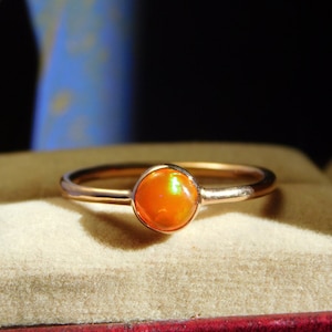 Natural Ethiopian Orange Opal Ring • 925 Sterling Silver Ring • October Birthstone • Ethiopian Opal Ring • Opal Jewelry - Black Opal Ring