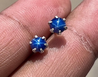 Orecchini A Perno In Lapislazzuli Blu Naturale E Argento - Foto 9