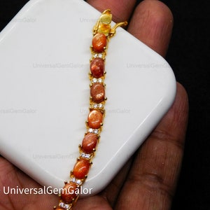 Natural Sunstone Tennis Bracelet• Unique 14k Gold Filled Sunstone Bracelet For Women• Sunstone Jewelry• Christmas Gifts For Mom Women Mother