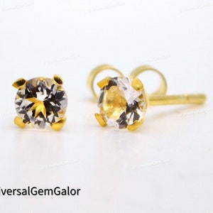 Morganite Stud Earrings• 14k Yellow Gold Stud Earrings• Baby Pink Gemstone Earrings• Dainty Earring• Stud Earrings Gift For Mother Daughter