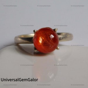 Sunstone Round Handmade Ring• 925 Sterling Silver Silver Ring• Orange Gemstone Ring• Anniversary Sparkle Gift Ring• Sunstone Jewelry For Her