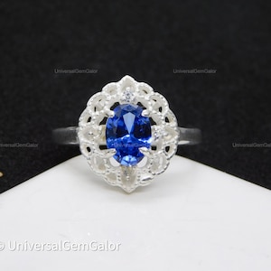 Blue Sapphire Ring• Sterling Silver Ring• Genuine Sapphire Engagement Ring• Engagement Promise Ring• Blue Gemstone September Birthstone Ring