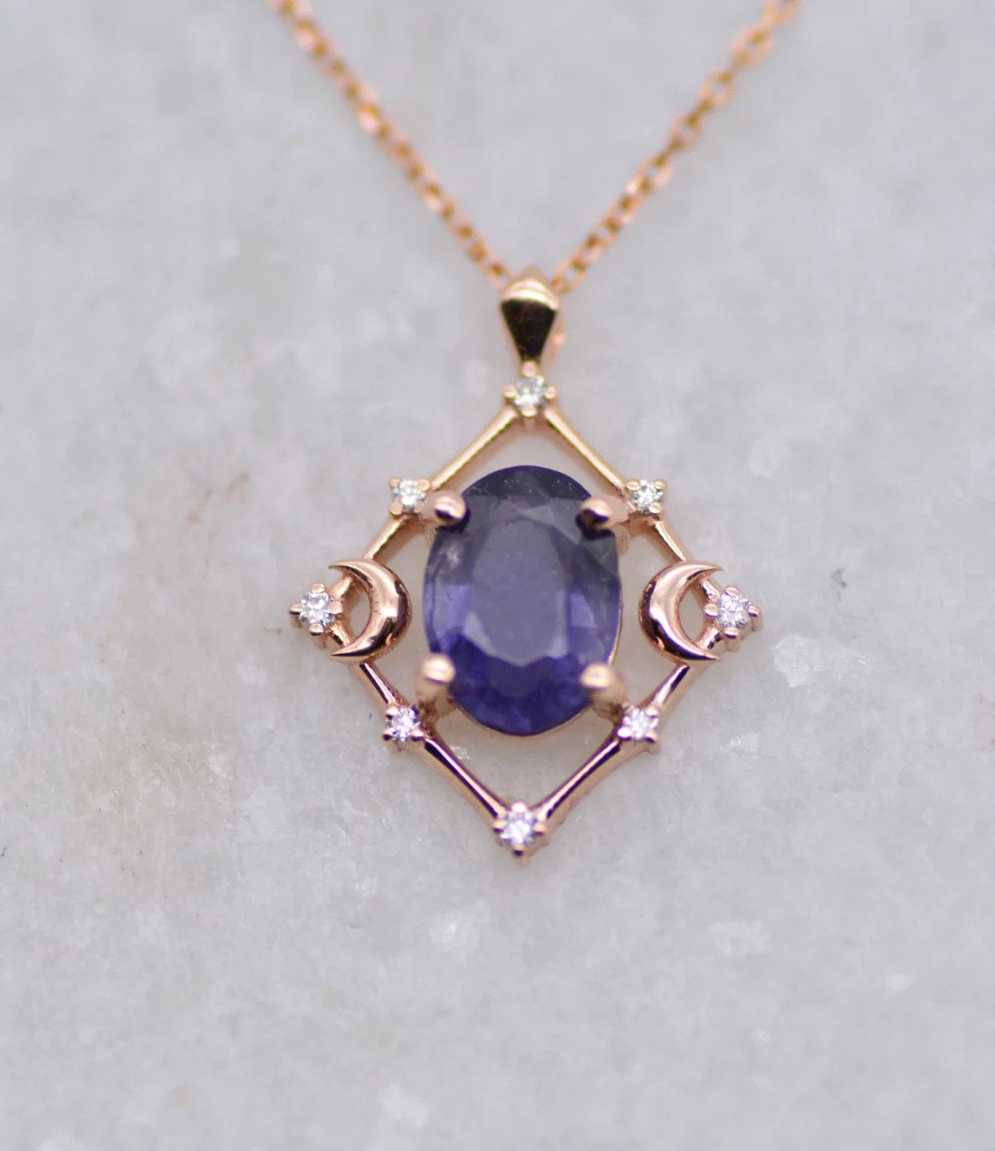 Gaia Amulet Blue Sapphire•goddess Pendant•blue Sapphires Necklace ...