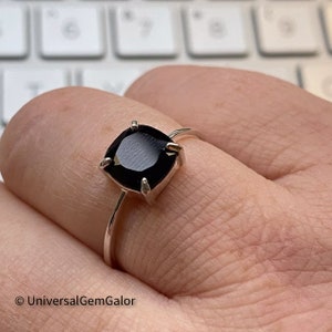Black Onyx Ring• Genuine Black Onyx Ring• Raw Onyx Ring• Solitaire Stacking Natural Onyx Ring• Square 7x7mm  Dark Black Onyx Ring Gift Her