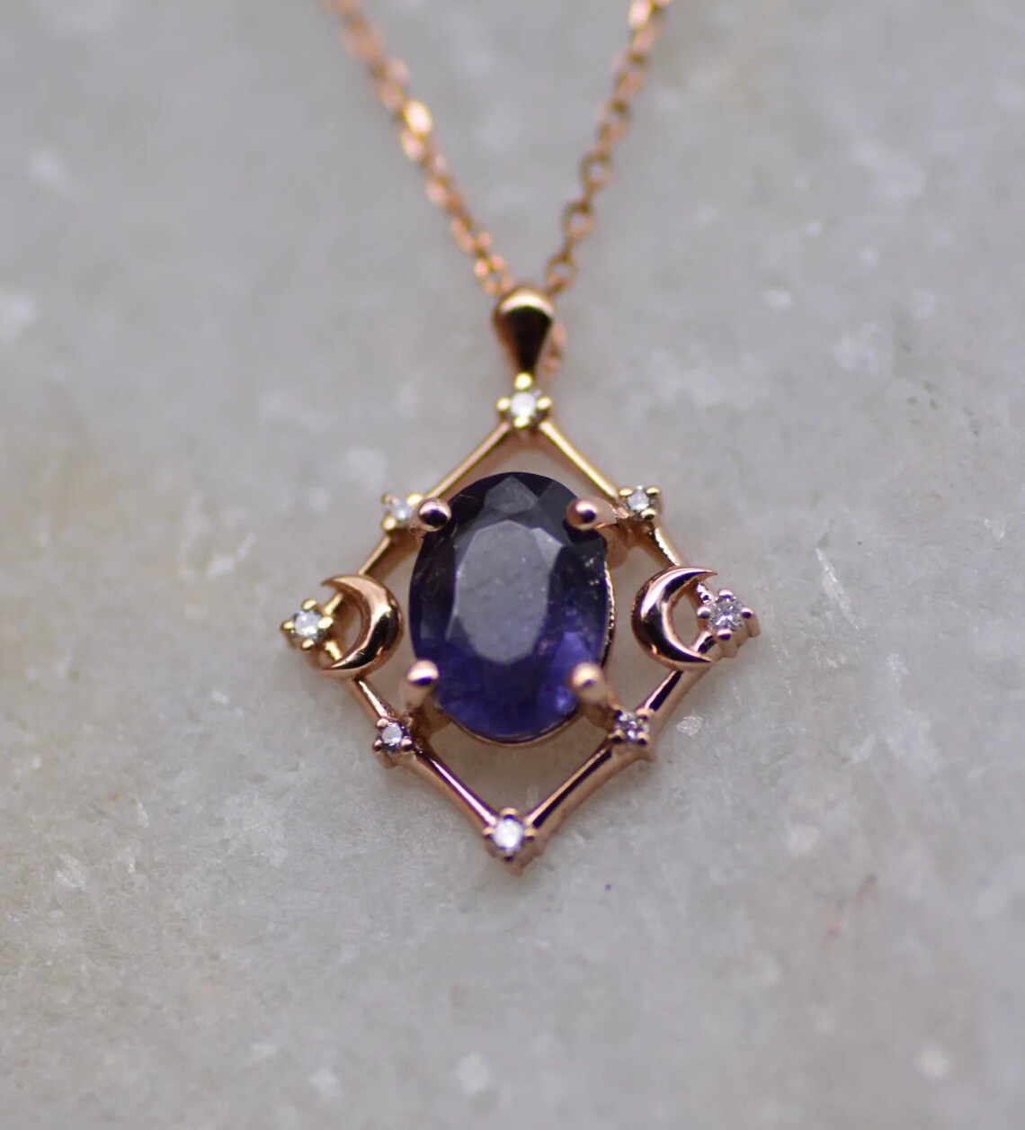 Gaia Amulet Blue Sapphire•goddess Pendant•blue Sapphires Necklace ...