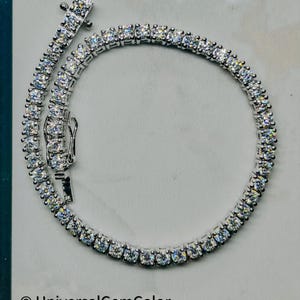 Bransoletka tenisowa VVS1 Ideal Cut Moissanite•Bransoletka ze srebra próby 925• Minimalistyczny łańcuszek z diamentami Iced Out• Ręcznie robiona bransoletka tenisowa ze szmaragdem