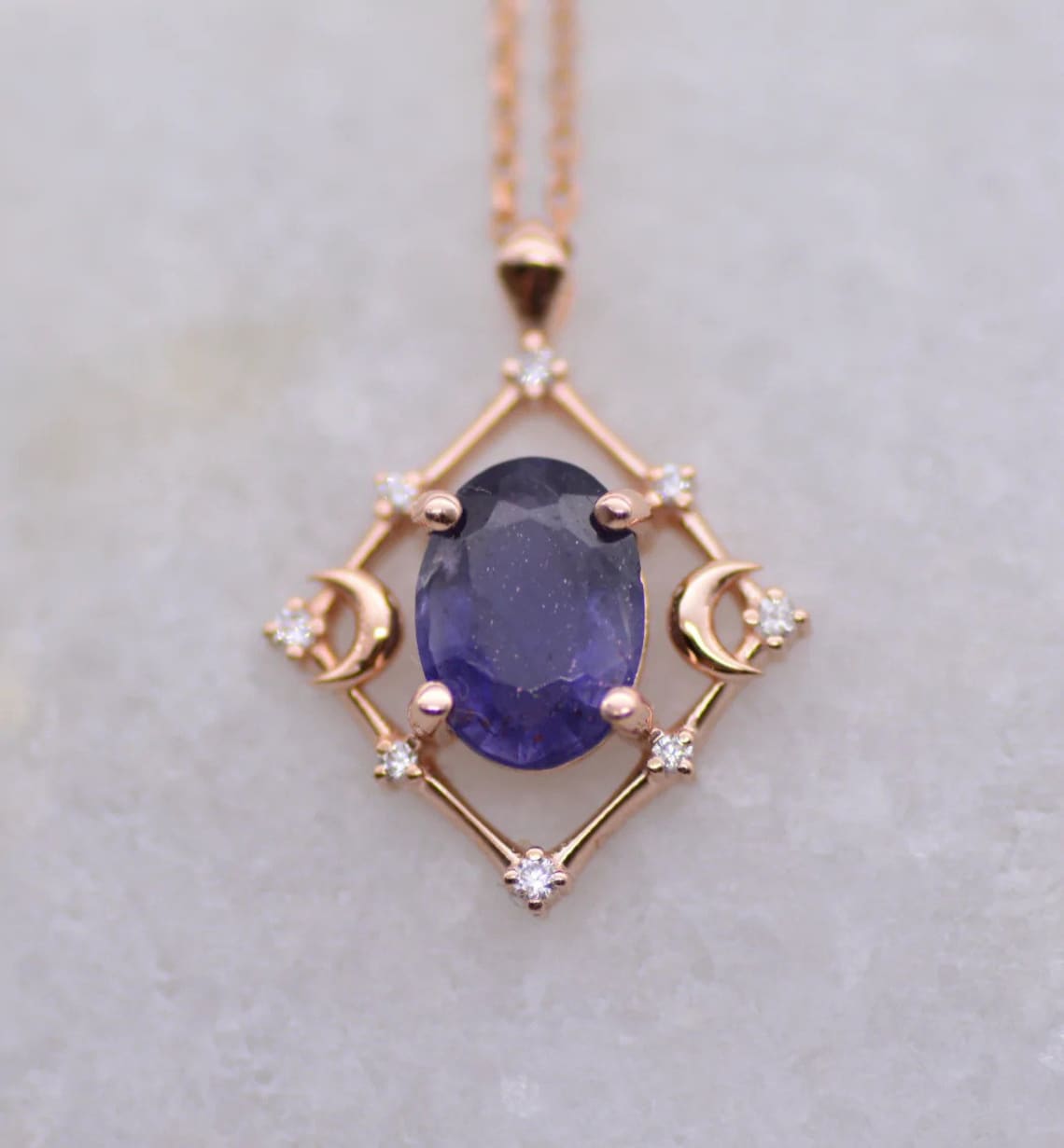 Gaia Amulet Blue Sapphire•goddess Pendant•blue Sapphires Necklace ...