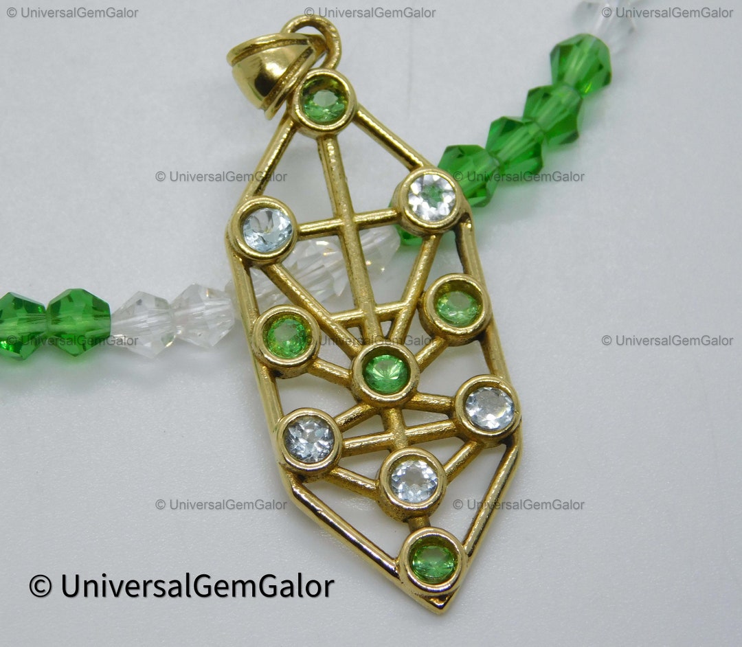 Tree of Life Pendant Necklace•hebrew Ten Sephiroth•925 Sterling Silver ...