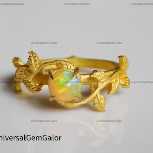 Leaf Ethiopian Opal Ring• 14k Gold Filled Nature Inspired Twig Engagement Ring• Welo Opal Promise Ring• Unique Design Anniversary Gifts