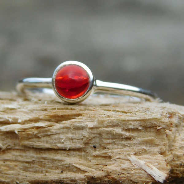 Natural Ethiopian Red Opal Ring • 925 Sterling Silver Ring • October Birthstone • Ethiopian Opal Ring • Opal Jewelry - Black Opal Ring