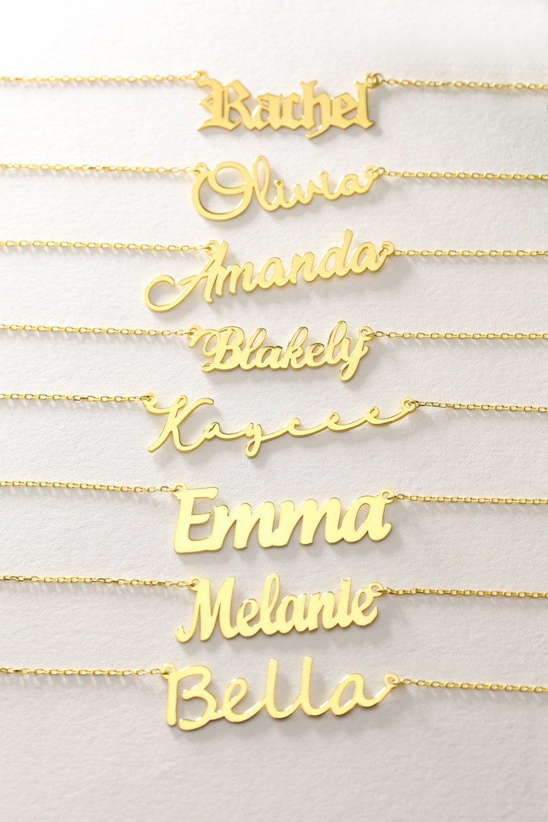 14K Gold Thick Name Necklaces, Custom Name Necklaces, Personalized Jewelry, Name Necklaces, Name Jewelry, Gift for Women, Personalized Gifts image 8