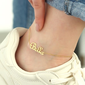 14K Custom Name Anklet, Personalized Name Anklet, Gold Vermeil Anklet, Name Plate Anklet, Dainty Name Anklet,Bridesmaid Gifts,Gift for Women