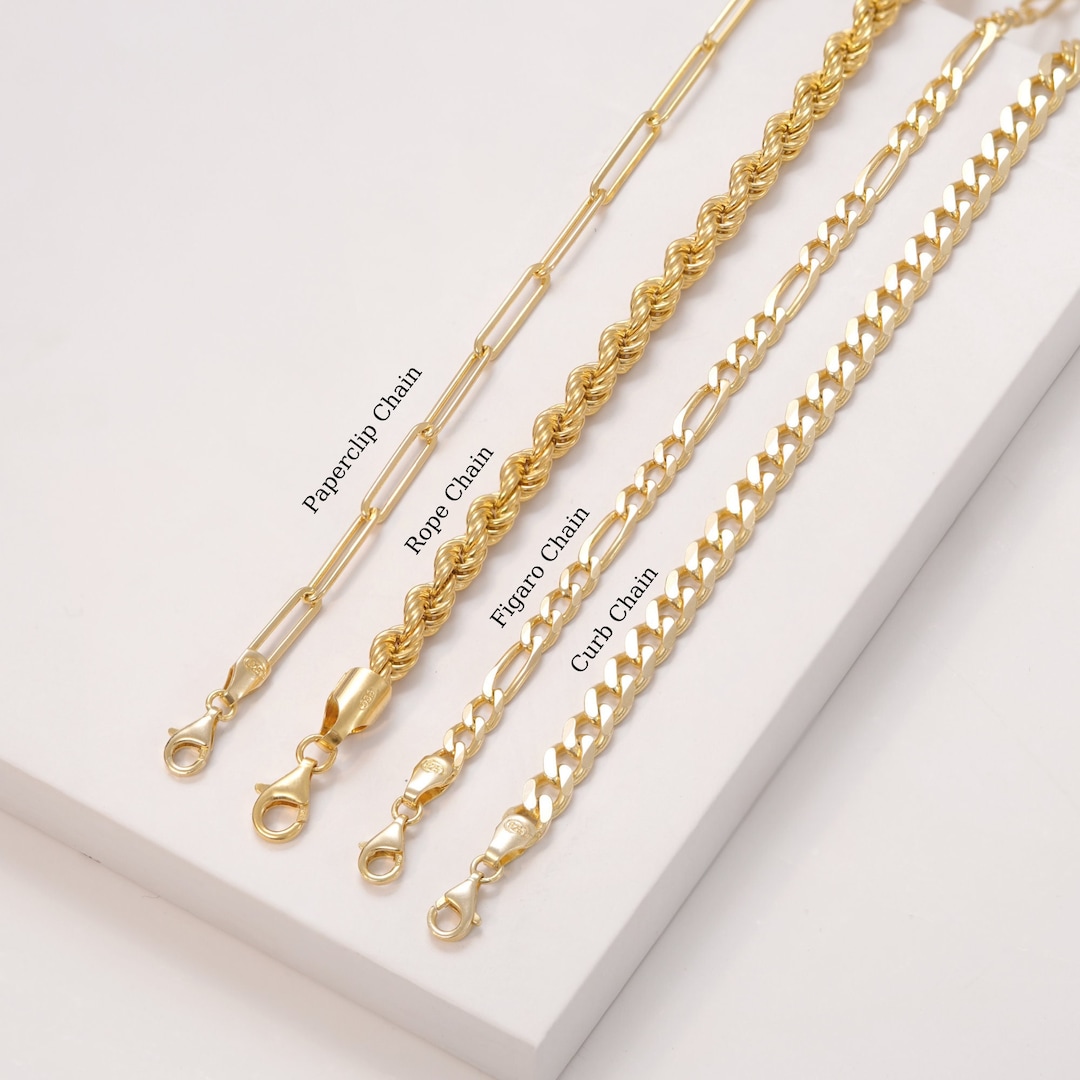 14K Gold Curb Chain Rope Chain Paperclip Chain Figaro Chain - Etsy