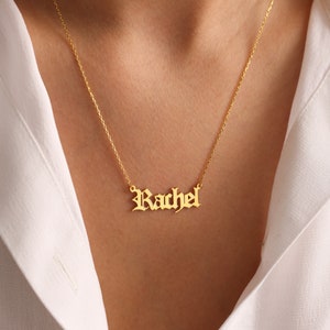 14K Gold Plated Name Necklace, Custom Name Necklace, Personalized Name Necklace, Birthday Gift for Her, Mothers Day Gift, Gift for Mom