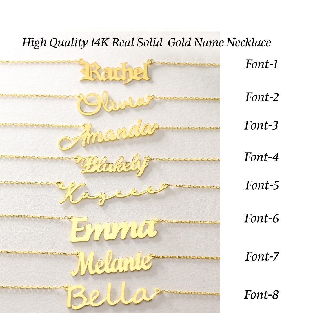 14K Solid Gold Personalized Name Necklace, 14K Gold Name Necklace