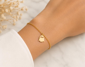 Ghost Charm Bracelet, Minimalist Ghost Necklace, Halloween Earrings, Silver Ghost Jewelry, Halloween Jewelry Gift For Her