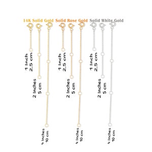 14K Solid Gold Extender Chain, Gold extender chain, Solid White Gold Extender Chain, Solid Rose Gold Extender Chain, Necklace Extender Chain