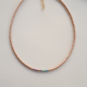 Short Necklace Gold, Simple Rose Gold Necklace Small Beads, Tiny Bead Necklace, Simple Bead Necklace, Minimalist Bead necklace