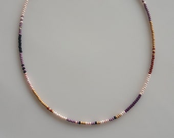 Collier de perles fin, collier de perles délicat en or, joli collier à superposition de bijoux délicats