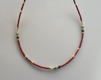 Delicate Gold Beaded Thin Necklace Jewelry, Dainty Bead Necklace Thin Delicate Jewelry, Beaded Choker, Bridesmaid Gift