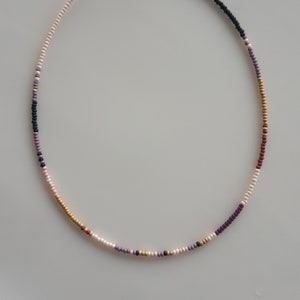 Thin Gold Dainty Beaded Necklace, Cute Delicate Minimalist Jewelry Short Layering Necklace