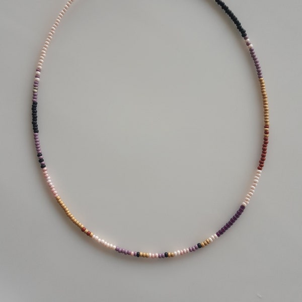 Thin Beaded Necklace, Gold Dainty Beaded Necklace, Cute Delicate Jewelry Short Layering Necklace