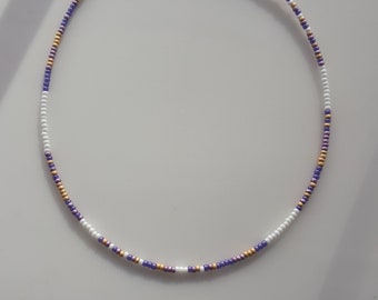 Dainty Tiny Beaded Necklace Minimalist Choker, Short Thin Mens Delicate Seed Bead Necklace