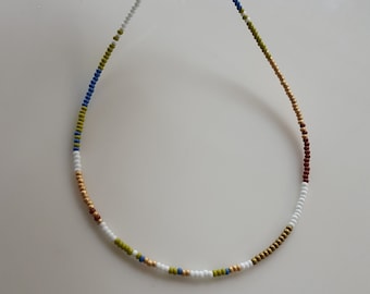 Collar de cuentas finas, collar en capas, collar sencillo y delicado, collar de cuentas de semillas