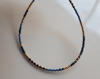 Thin Delicate Gold Seed Bead Necklace Jewelry, Dainty Gold Beaded Necklace
