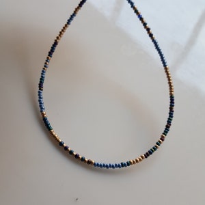 Thin Delicate Gold Seed Bead Necklace Jewelry, Dainty Gold Beaded Necklace image 1