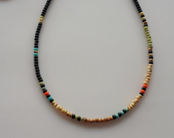 Dainty Miyuki Beaded Mens Necklace: 24K Gold Clasp, Boho Choker