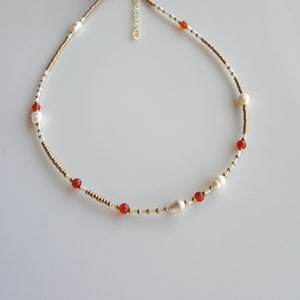 Boho Beaded Choker Necklace: Small Glass Beads, Dainty Beach Jewelry