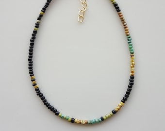 Dainty Beaded Necklace, Colorful Seed Bead Choker, Minimalist Small Beads Jewelry