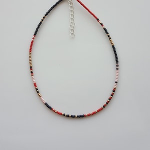Tiny Beaded Necklace, Gold Chain Choker, Delicate Colorful Jewelry Gift for Her