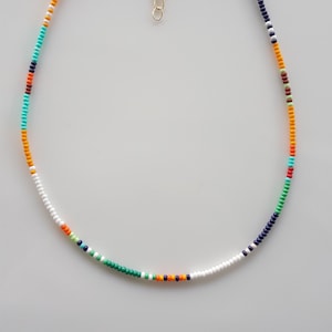 Dainty Multicolor Beaded Choker: Thin Colorful Necklace