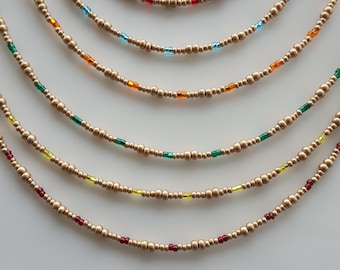 Collana girocollo con satellite in oro, collana a strati con perline Miyuki