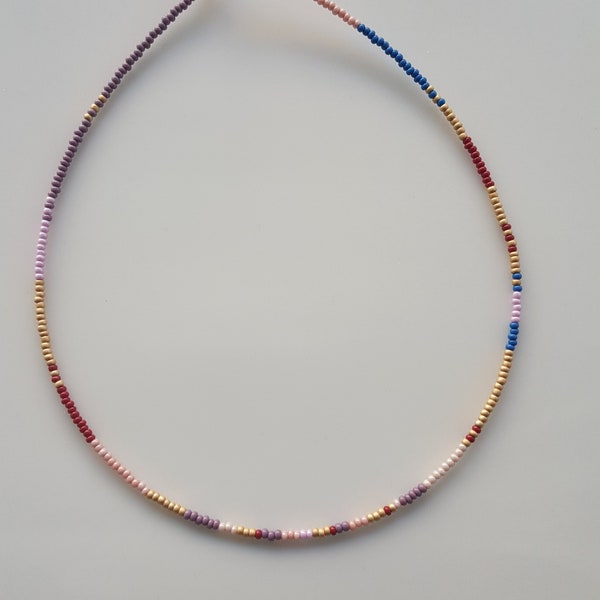 Colorful Delicate Minimalist Beaded Necklace, Thin Beaded Necklace For Women