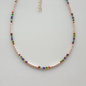 Rose Gold Beaded Necklace: Dainty Boho Layering Jewelry