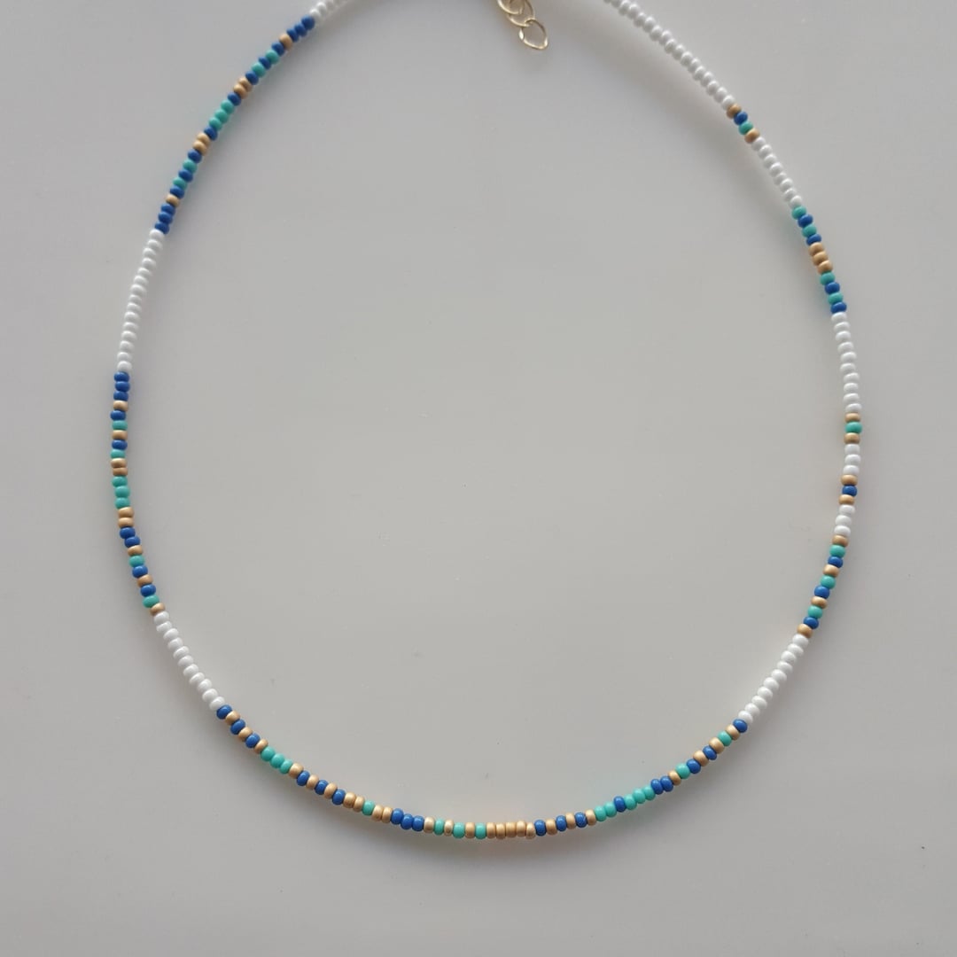 Dainty Thin Small Beaded Necklace, Colorful Delicate Beaded Necklace