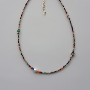 Beaded Choker Necklace: Colorful Glass Beads, Boho Summer Jewelry